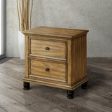 Hivo Transitional Oak Solid Wood 2-Drawer Nightstand by Furniture of America