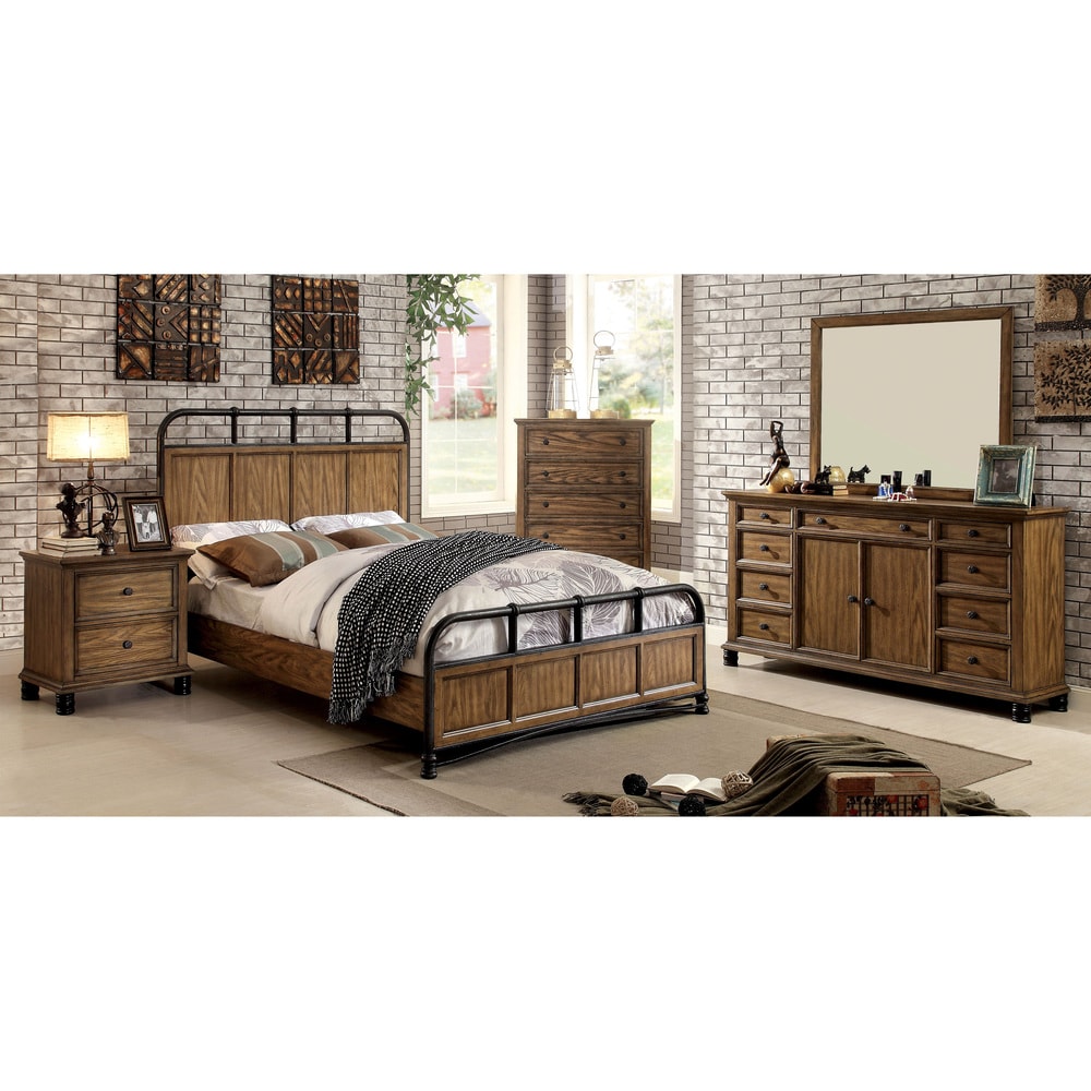 Hivo Transitional Oak Solid Wood 2-Drawer Nightstand by Furniture of America