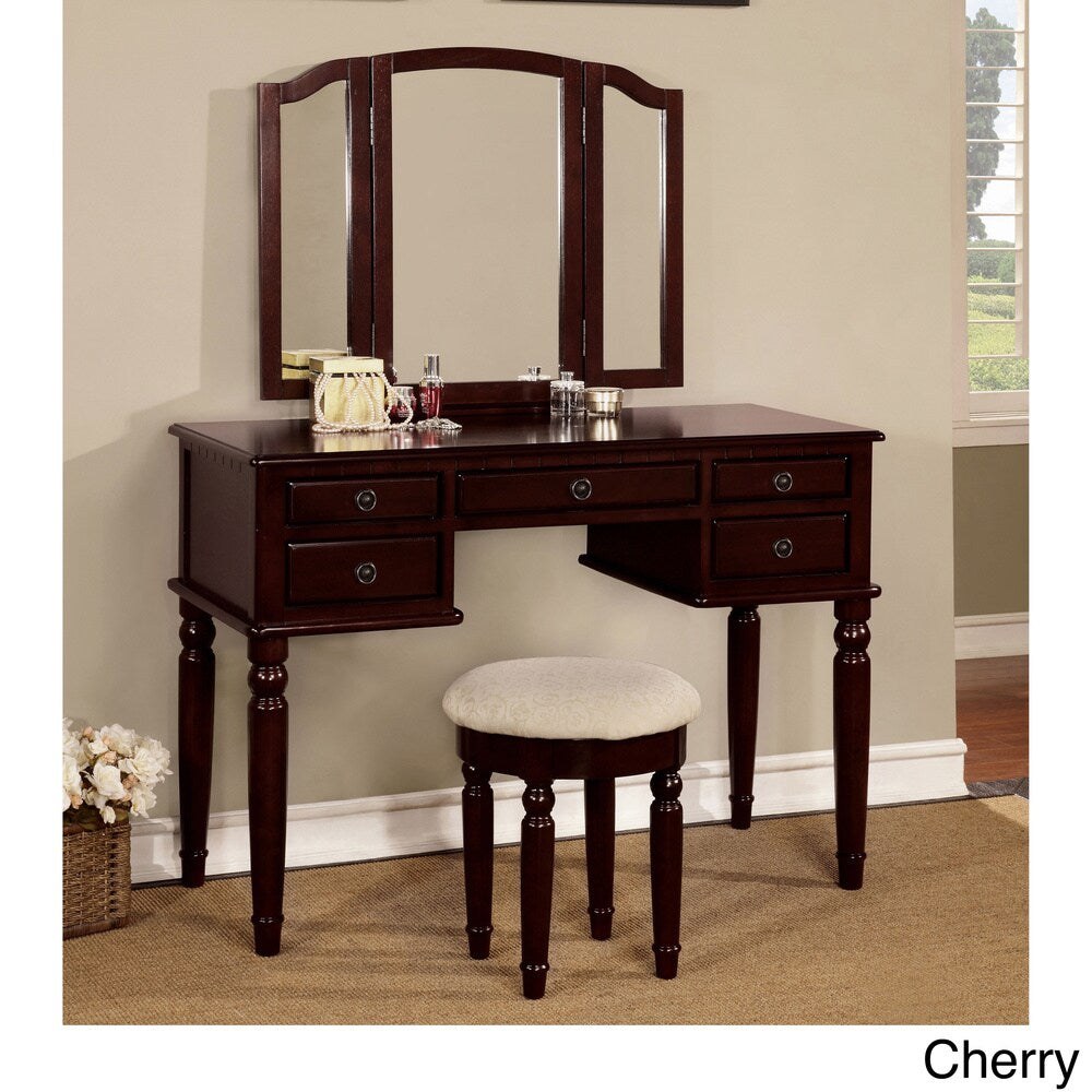 Furniture of America Donyelle 3-Piece Vanity Table and Stool Set