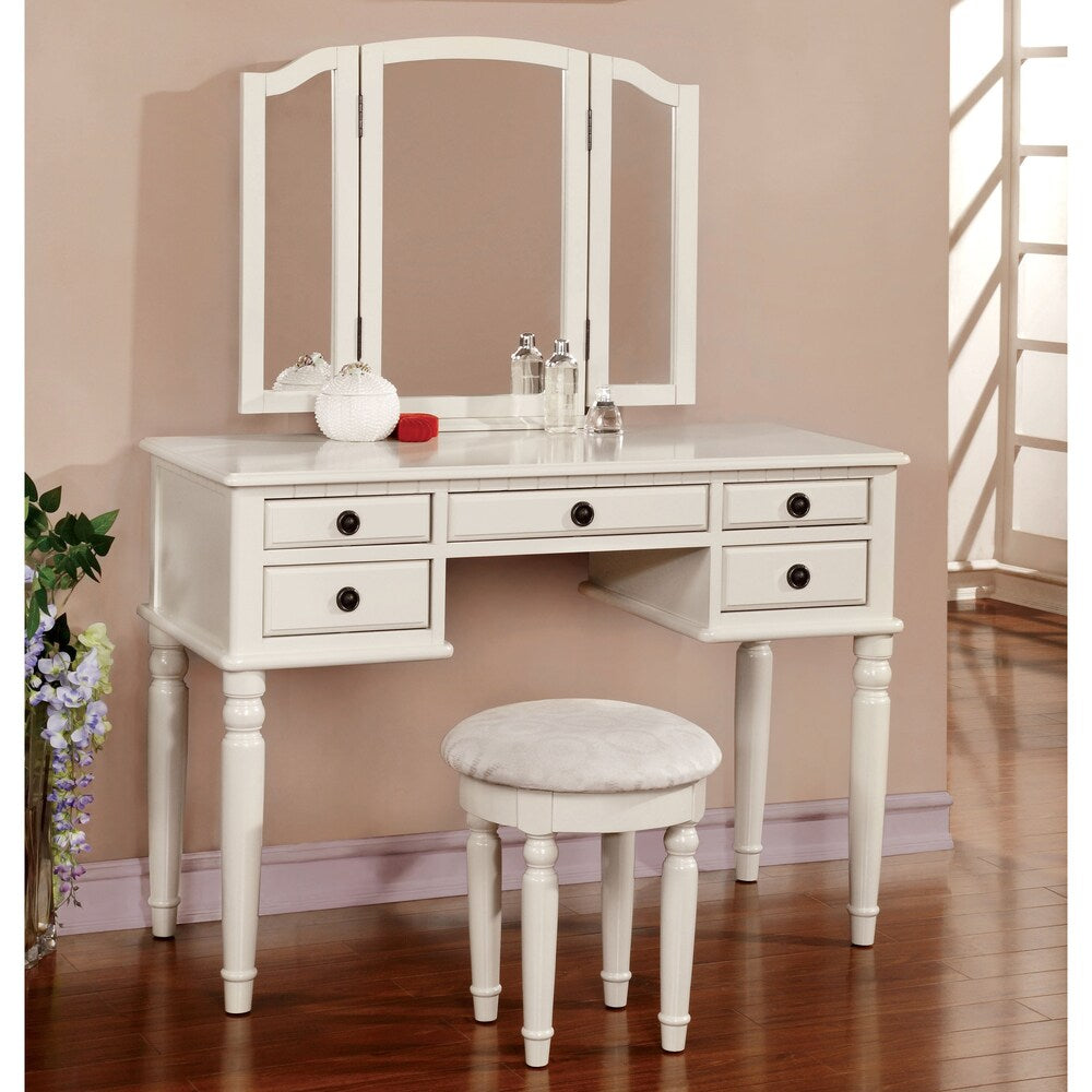 Furniture of America Donyelle 3-Piece Vanity Table and Stool Set