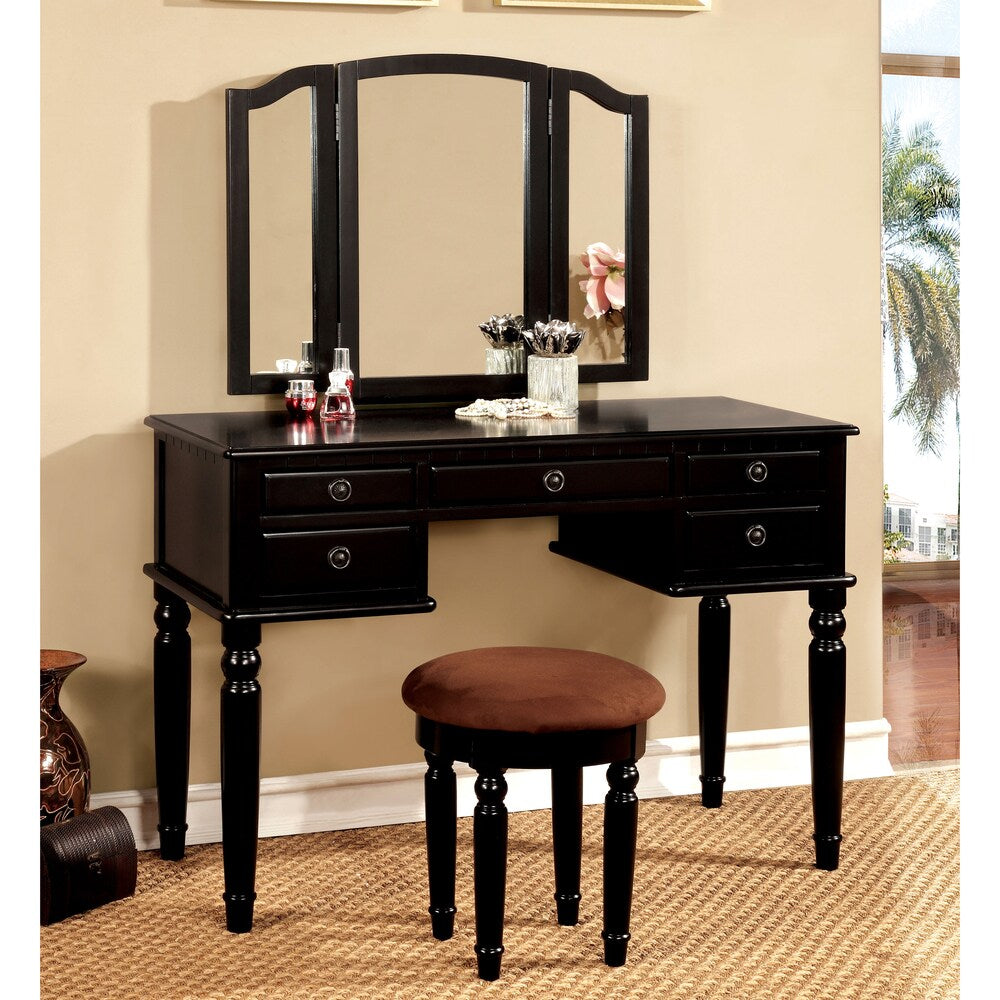 Furniture of America Donyelle 3-Piece Vanity Table and Stool Set