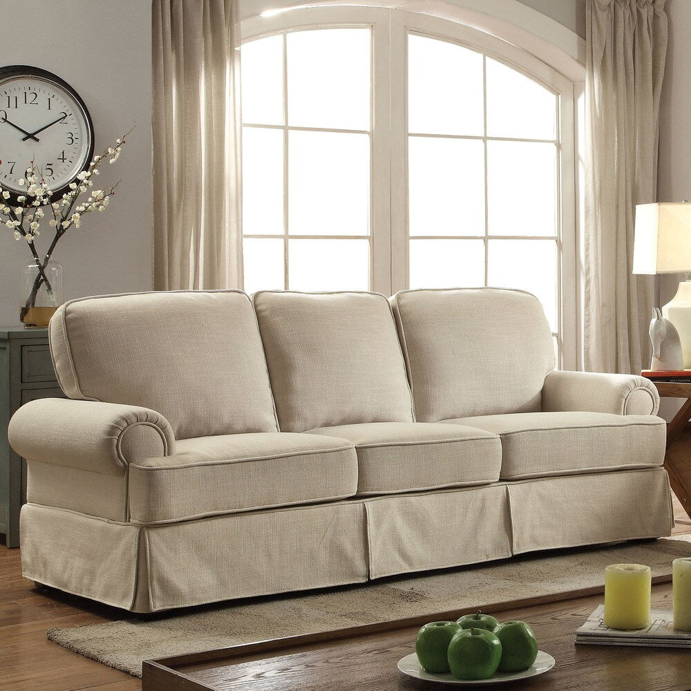 Furniture of America Cupa Contemporary Linen Fabric Upholstered Sofa