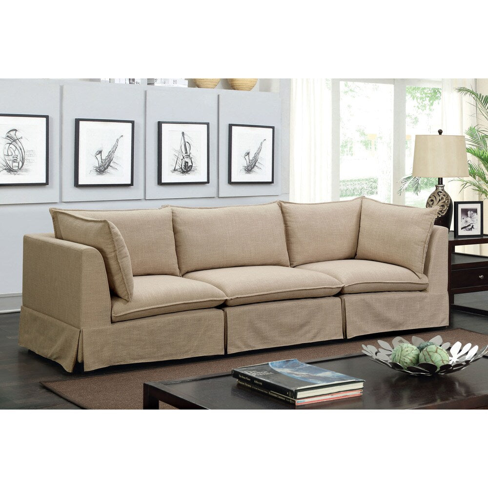 Furniture of America Nema Contemporary Beige Linen Fabric Modular Sofa