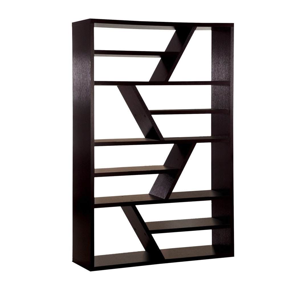 Emize Modern 12-Shelves Solid Wood Etagere Bookshelf and Display Stand by Furniture of America