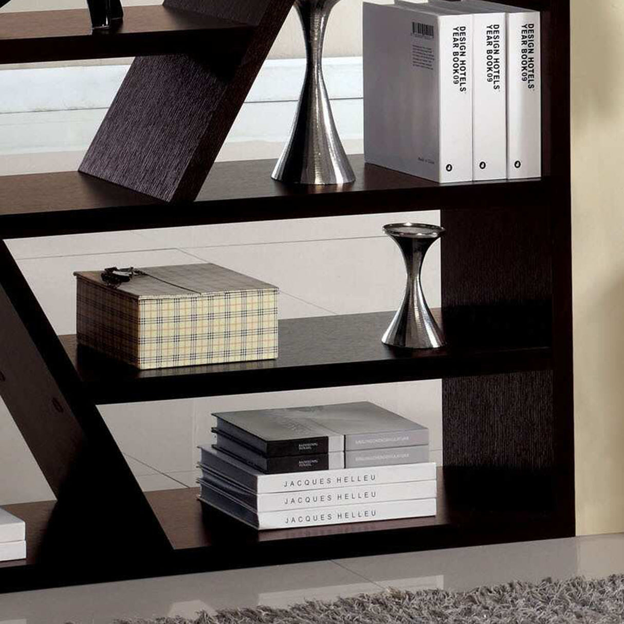 Emize Modern 12-Shelves Solid Wood Etagere Bookshelf and Display Stand by Furniture of America