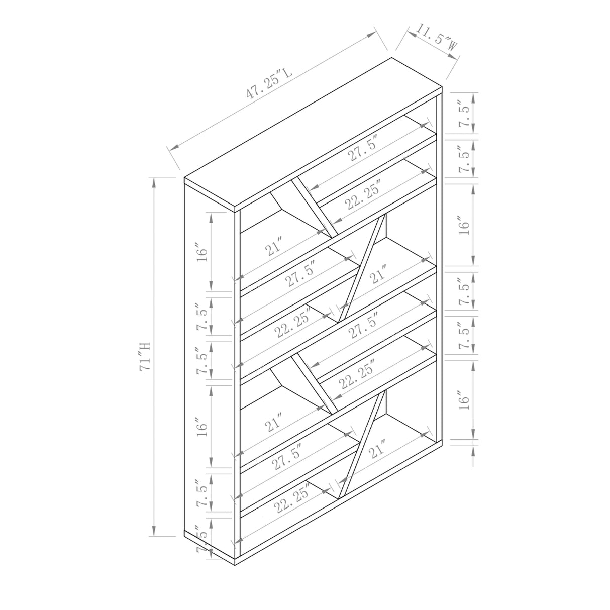 Emize Modern 12-Shelves Solid Wood Etagere Bookshelf and Display Stand by Furniture of America