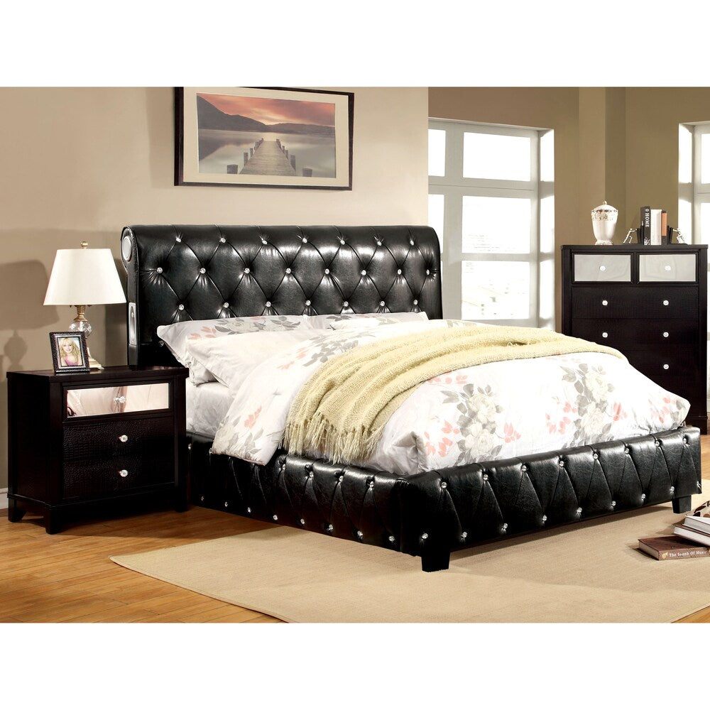 Silver Orchid Brenon Black 2-piece Bluetooth Bed and Nightstand Set