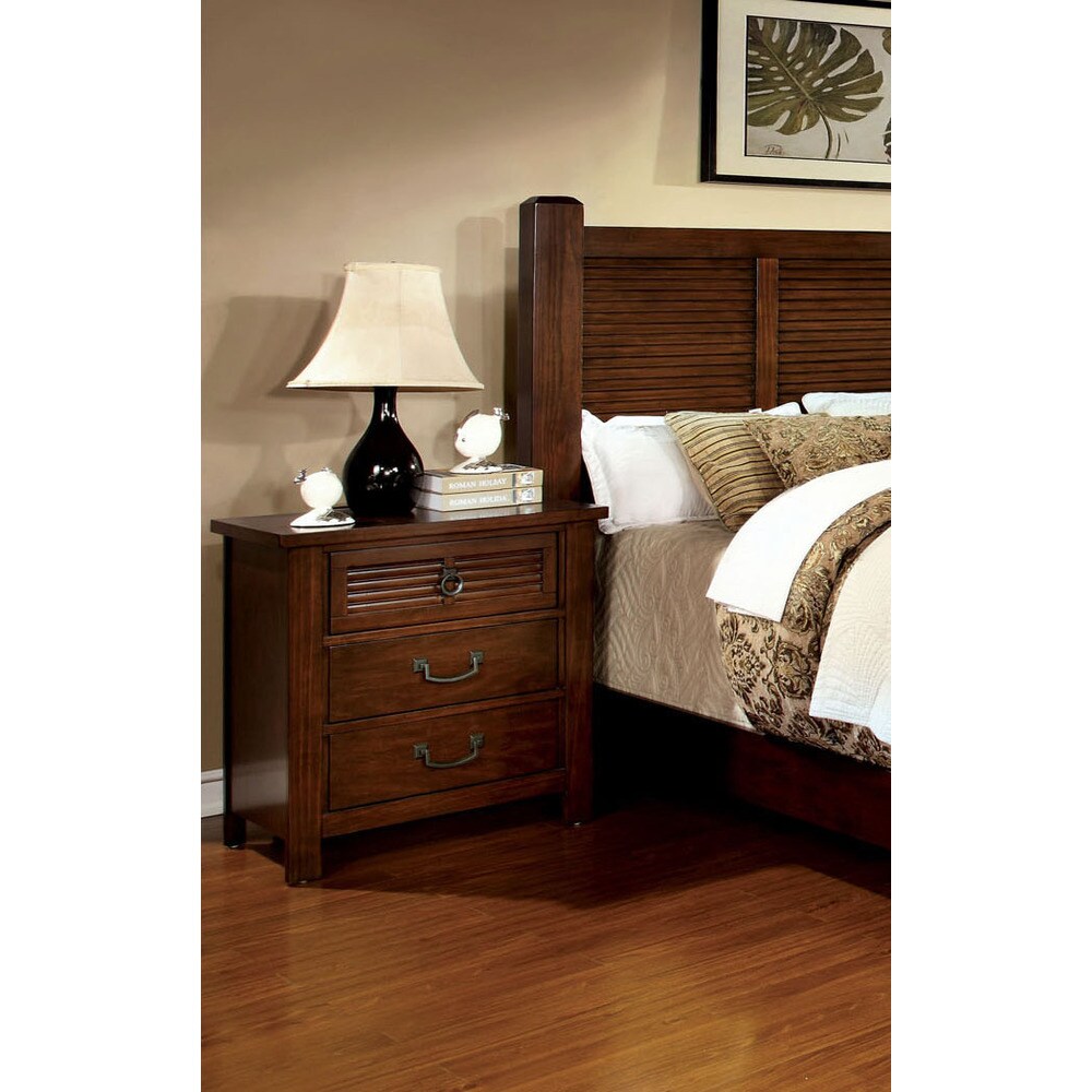 Furniture of America Erindale 3-Drawer Brown Cherry Nightstand