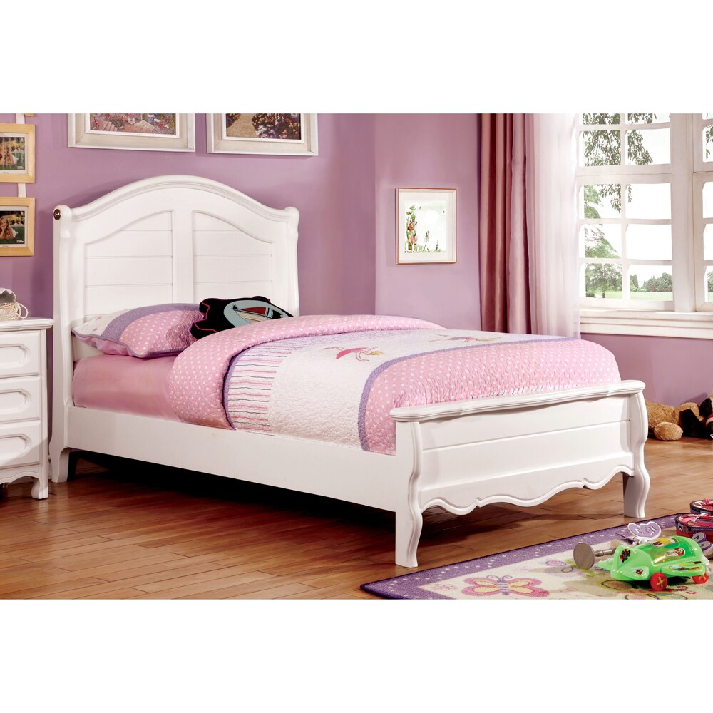 Furniture of America Evallina White 2-Piece Cottage Style Bed and Nightstand Set