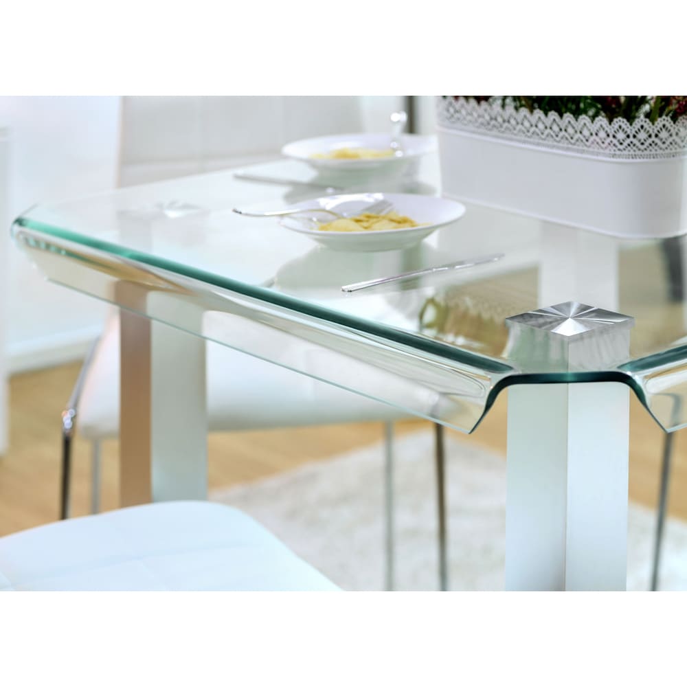 Furniture of America Silver Maza Glass 39-inch Counter Height Dining Table