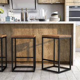 Finley Industrial Solid Wood and Metal Counter Height Stool by Furniture of America