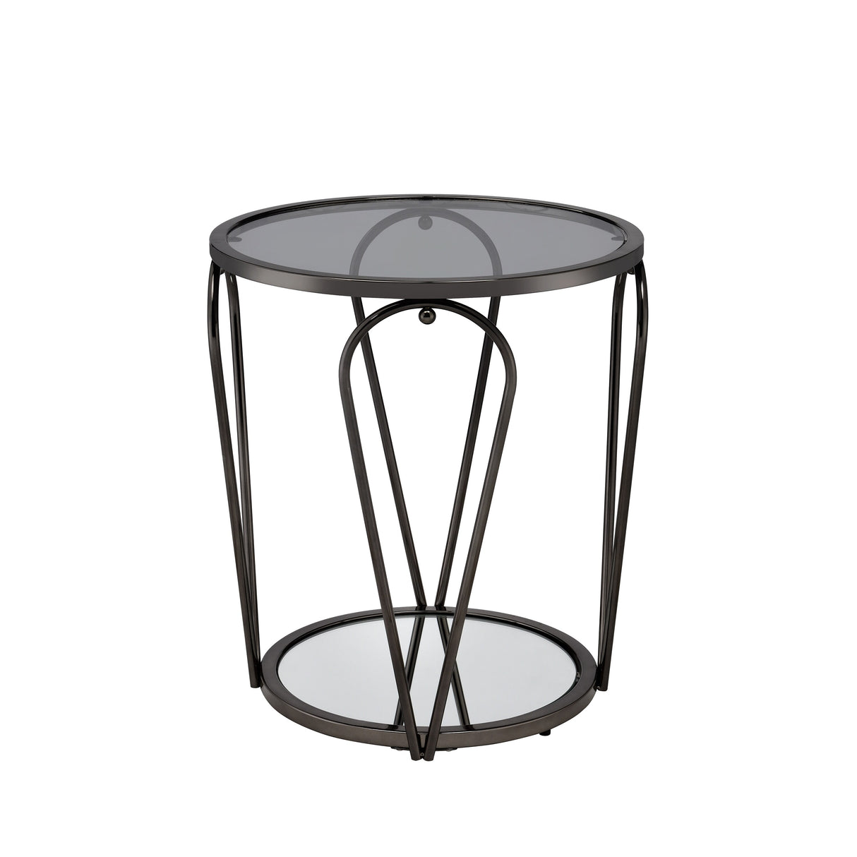 Gable Glam Glass Top 3-Piece Coffee Table Set with Shelf by Furniture of America