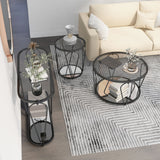 Gable Glam Glass Top 3-Piece Coffee Table Set with Shelf by Furniture of America