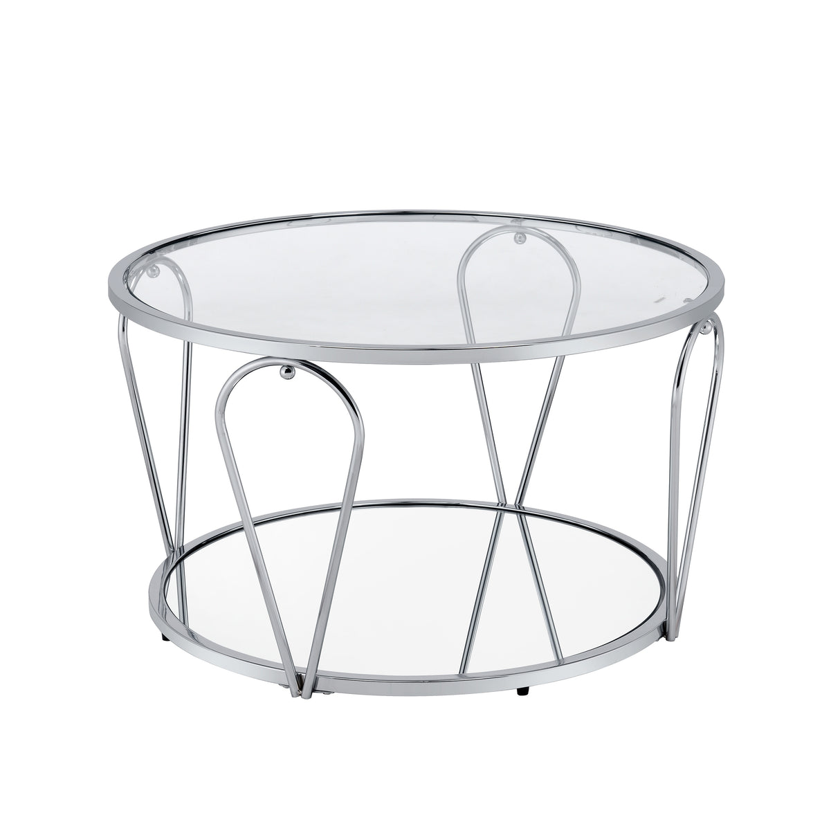 Gable Glam Glass Top 3-Piece Coffee Table Set with Shelf by Furniture of America