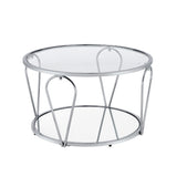 Gable Glam Glass Top 3-Piece Coffee Table Set with Shelf by Furniture of America