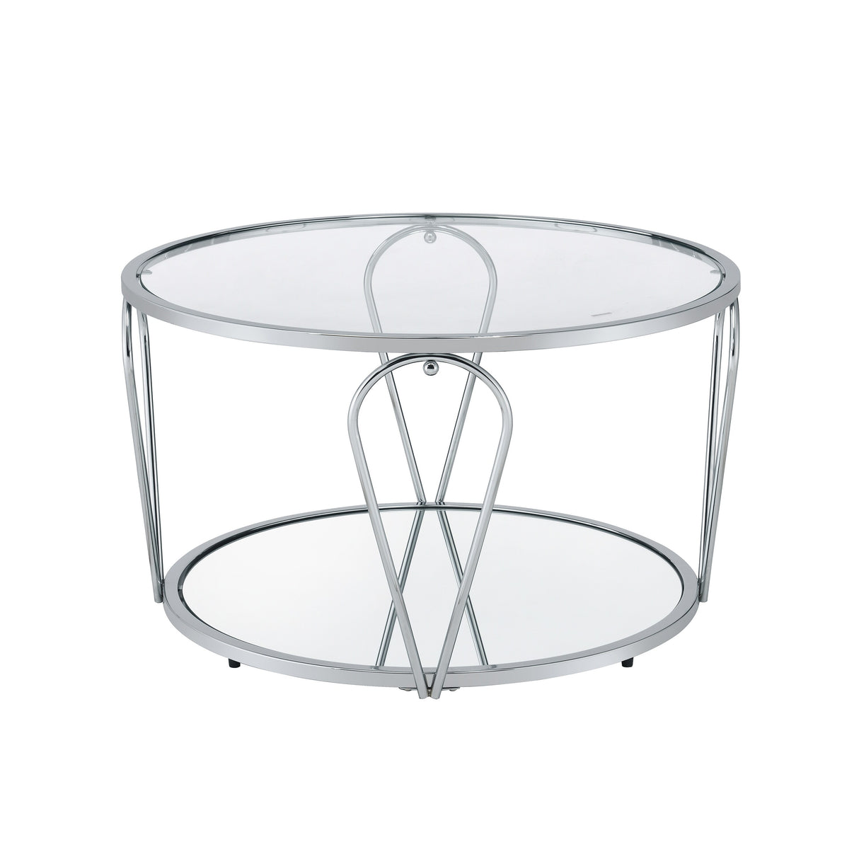 Gable Glam Glass Top 3-Piece Coffee Table Set with Shelf by Furniture of America