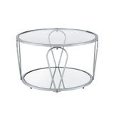 Gable Glam Glass Top 3-Piece Coffee Table Set with Shelf by Furniture of America