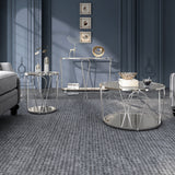 Gable Glam Glass Top 3-Piece Coffee Table Set with Shelf by Furniture of America