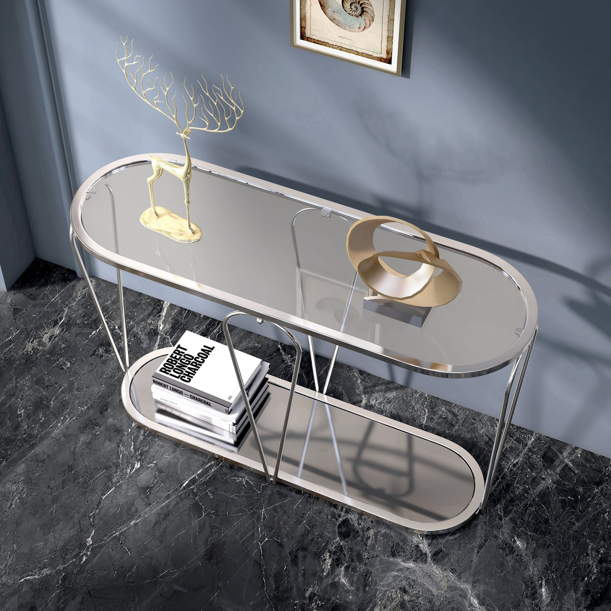 Gable Glam Glass Top 3-Piece Coffee Table Set with Shelf by Furniture of America