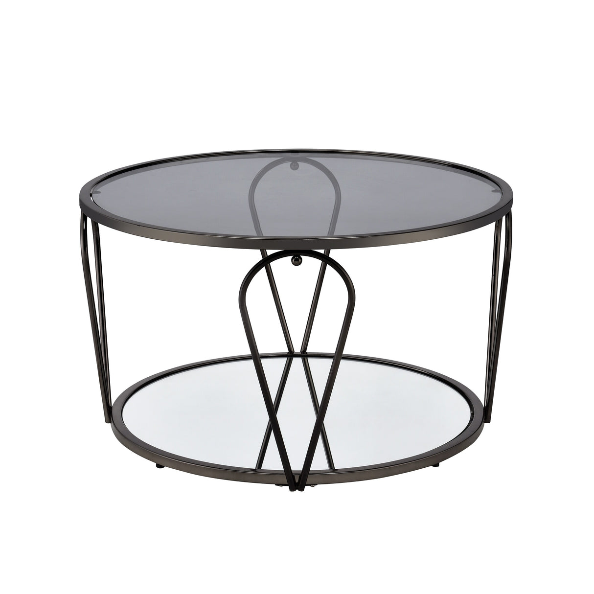 Gable Glam Glass Top 3-Piece Coffee Table Set with Shelf by Furniture of America