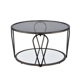 Gable Glam Glass Top 3-Piece Coffee Table Set with Shelf by Furniture of America