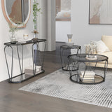 Gable Glam Glass Top 3-Piece Coffee Table Set with Shelf by Furniture of America