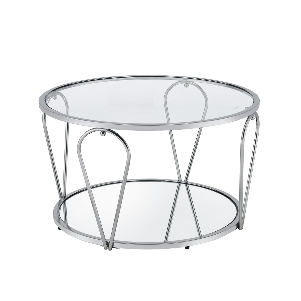 Gable Glam Glass Top 3-Piece Coffee Table Set with Shelf by Furniture of America