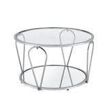 Gable Glam Glass Top 3-Piece Coffee Table Set with Shelf by Furniture of America