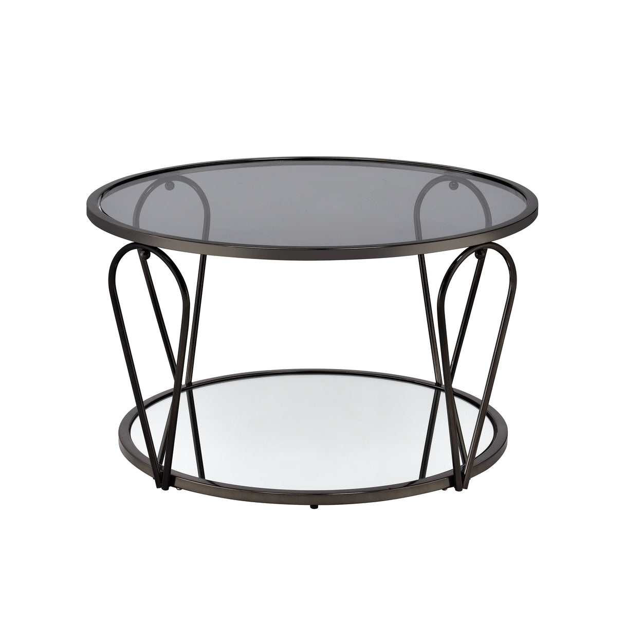Gable Glam Glass Top 3-Piece Coffee Table Set with Shelf by Furniture of America