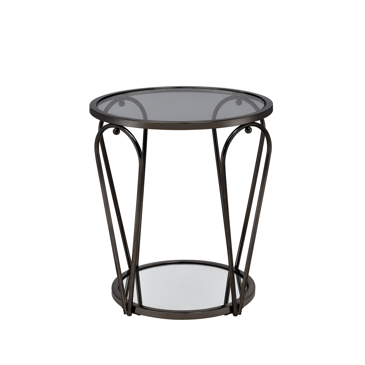 Gable Glam Glass Top 3-Piece Coffee Table Set with Shelf by Furniture of America