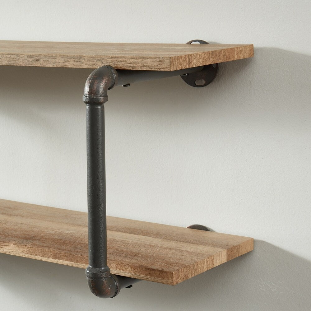 Furniture of America Gaetan Industrial Natural Tone Floating Wall Shelf