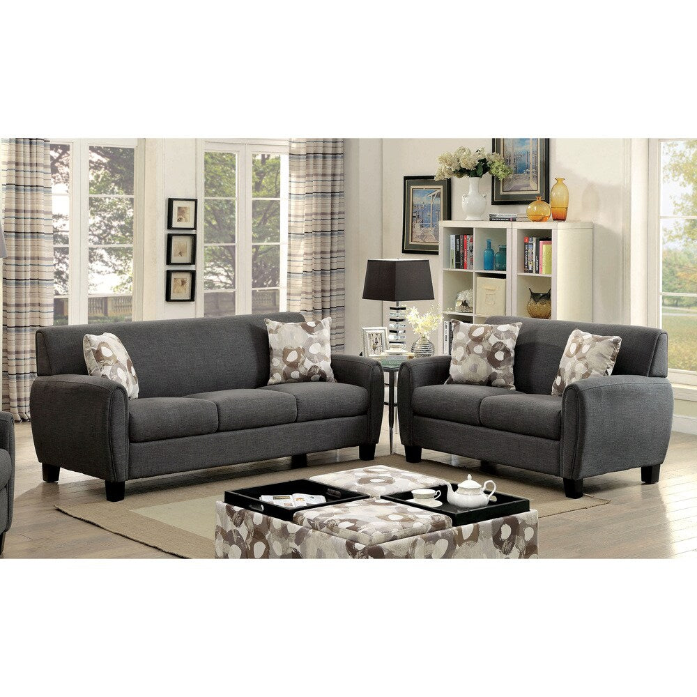 Furniture of America Giovanna Contemporary 2-piece Linen-like Upholstered Sofa Set