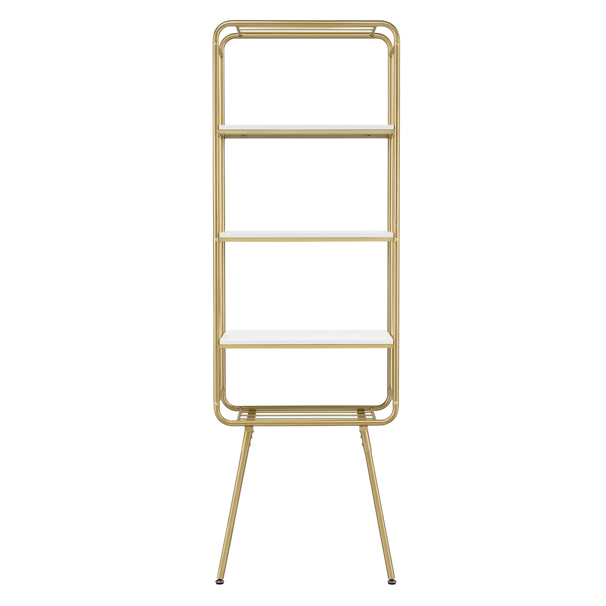 Greste Contemporary Gold 4-Shelf Steel Bookcase by Furniture of America