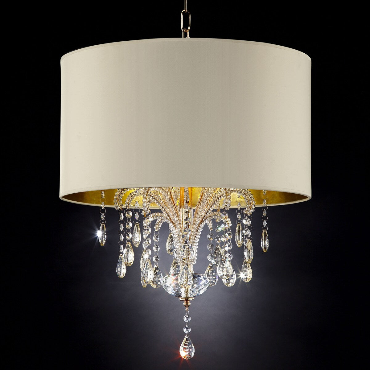 Furniture of America Guyt Contemporary Gold Crystal 25" Ceiling Lamp