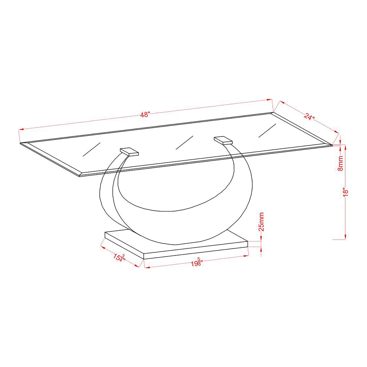Heer Contemporary Silver 48-inch Glass Top U-shaped Coffee Table by Furniture of America
