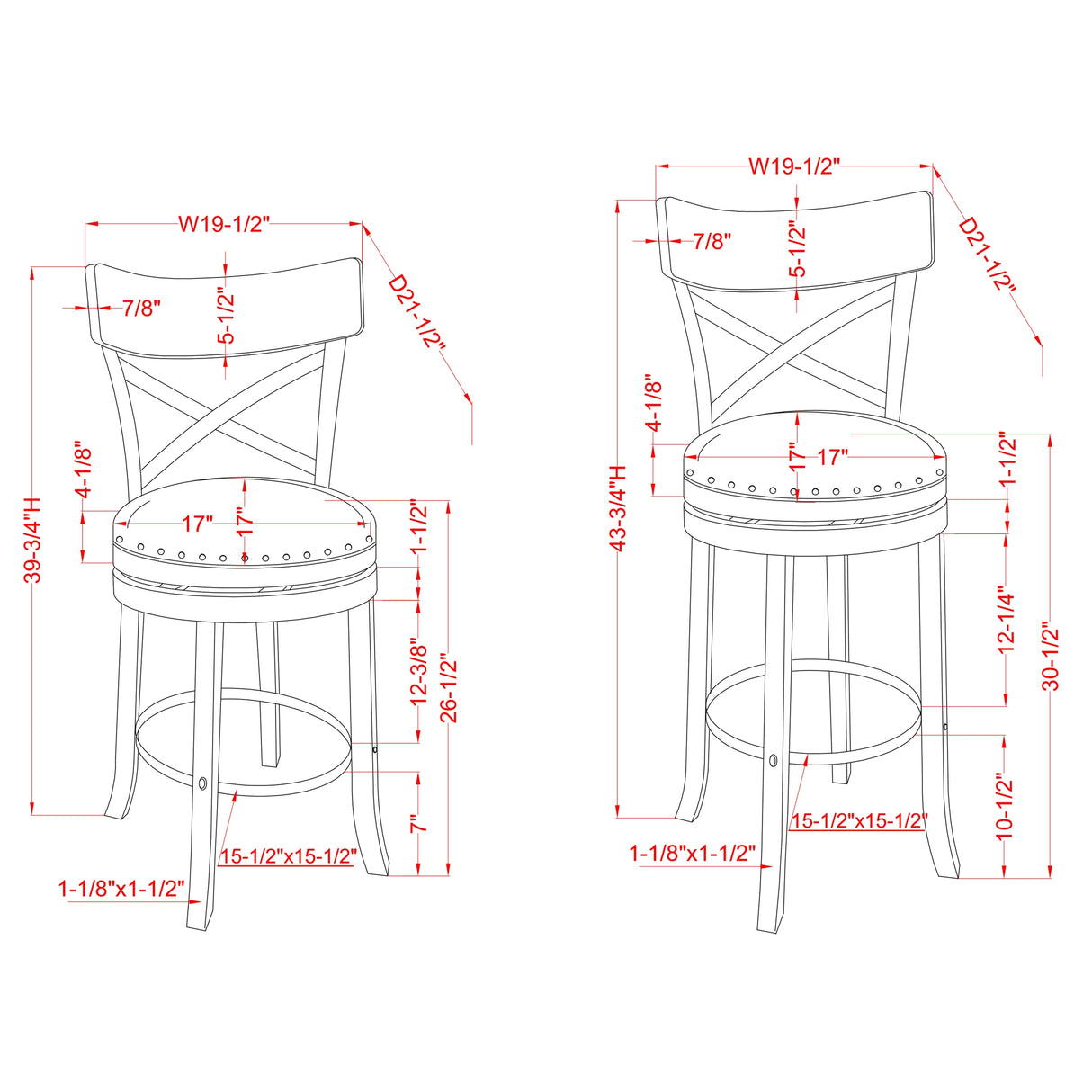 Heidi Modern Farmhouse Swivel Barstools (Set of 2) by Furniture of America