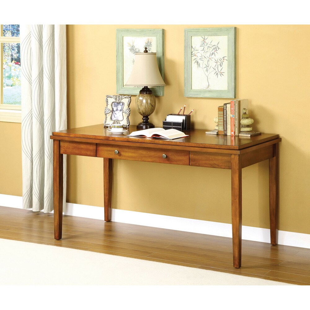 Furniture of America Heritage Oak Solid Wood Console Desk/ Table