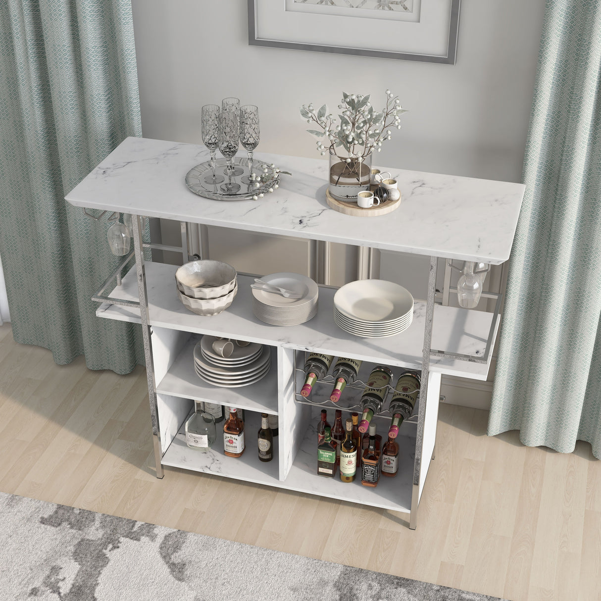 Iche Contemporary White 47-inch Wide Faux Marble Bar Table by Furniture of America