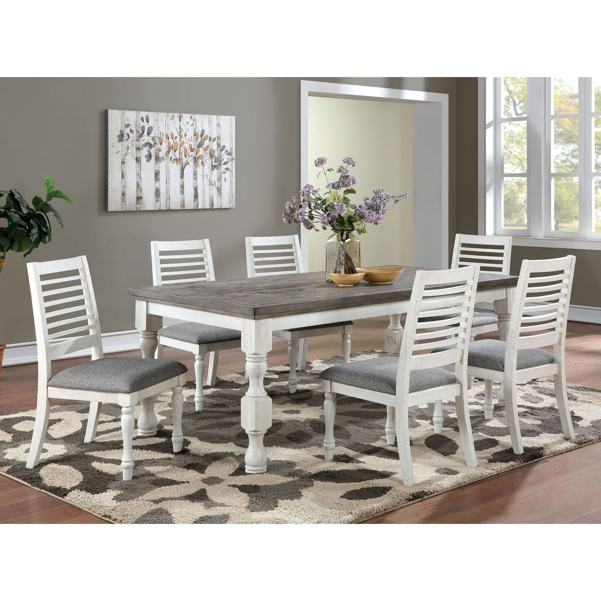Ionessa Rustic Farmhouse White Ladderback Dining Chairs (Set of 2) by Furniture of America