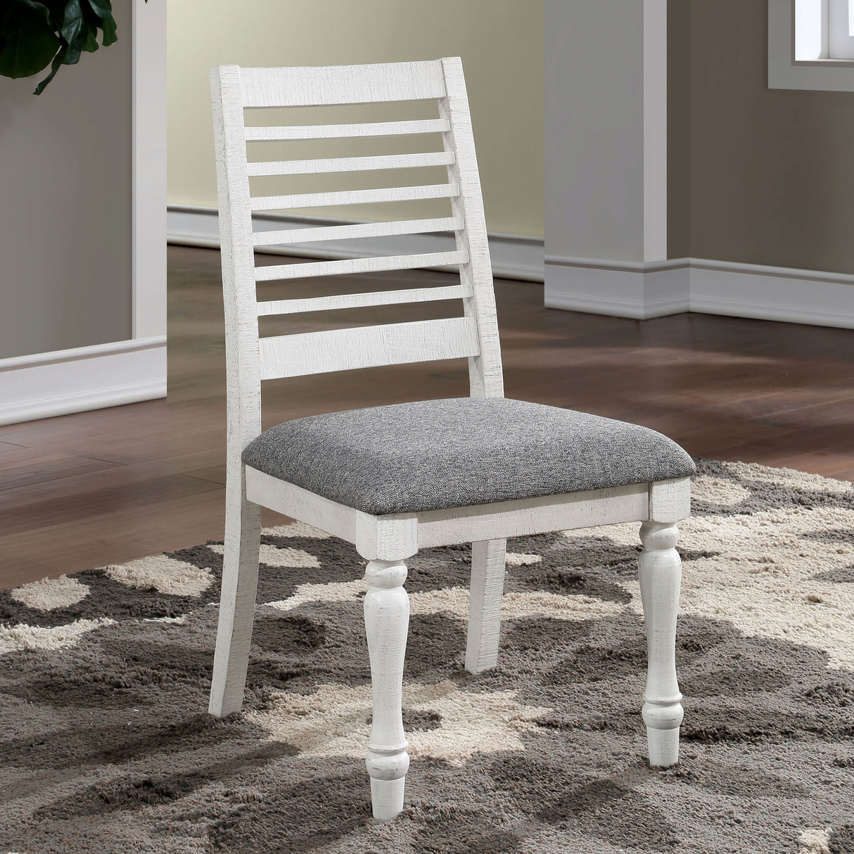 Ionessa Rustic Farmhouse White Ladderback Dining Chairs (Set of 2) by Furniture of America
