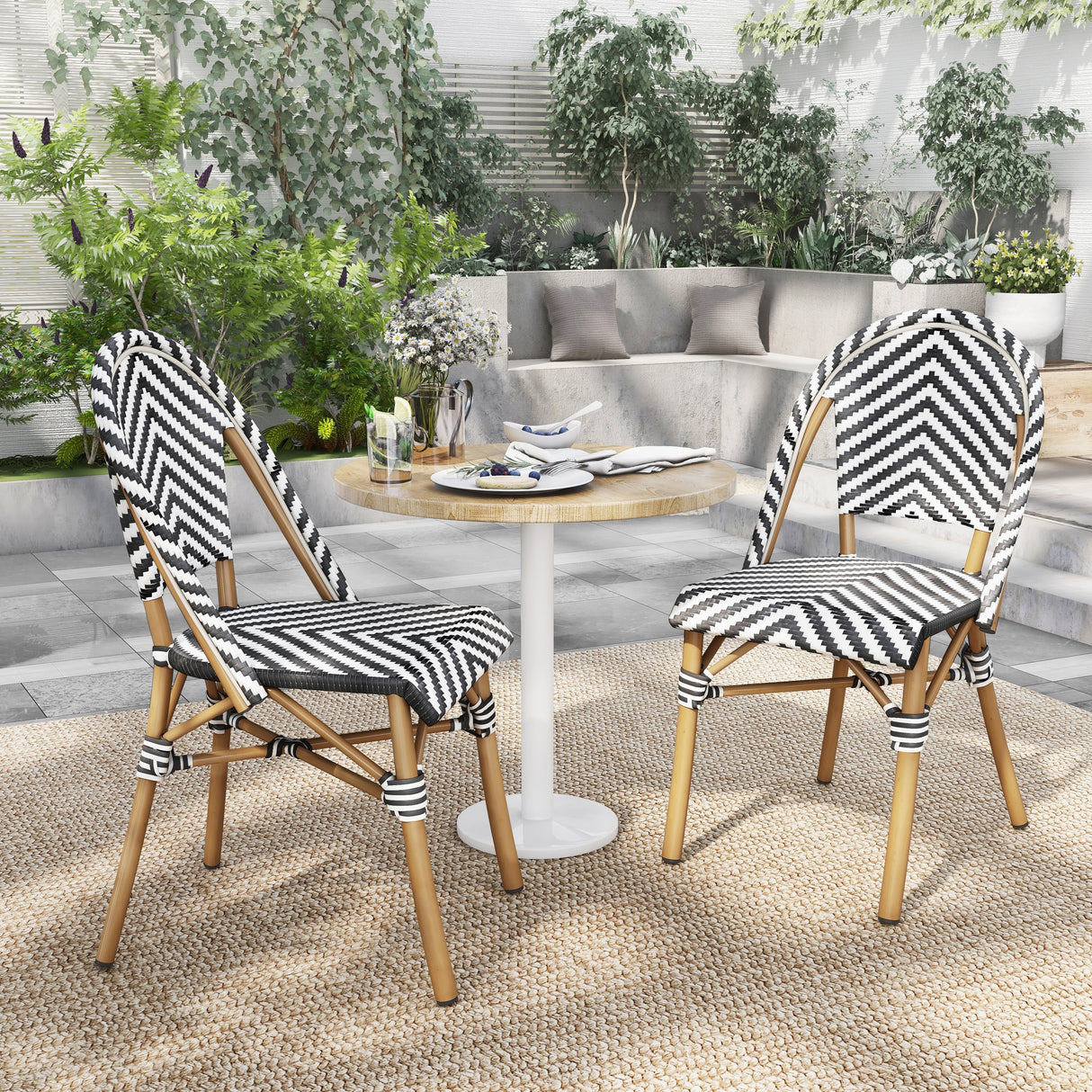 Irene French Chevron Wicker Patio Dining Chairs by Furniture of America