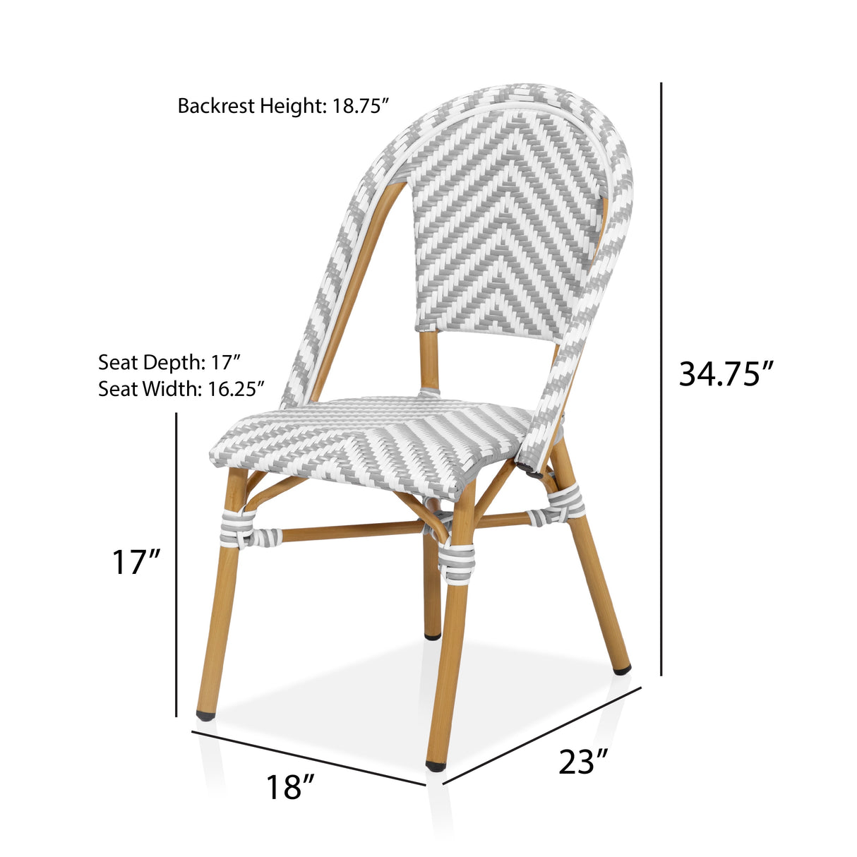 Irene French Chevron Wicker Patio Chairs (Set of 4) by Furniture of America - Set of 4