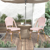 Irene French Chevron Wicker Patio Dining Chairs by Furniture of America