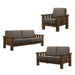 Jimo Rustic Oak and Linen Fabric 3-Piece Sofa Set by Furniture of America