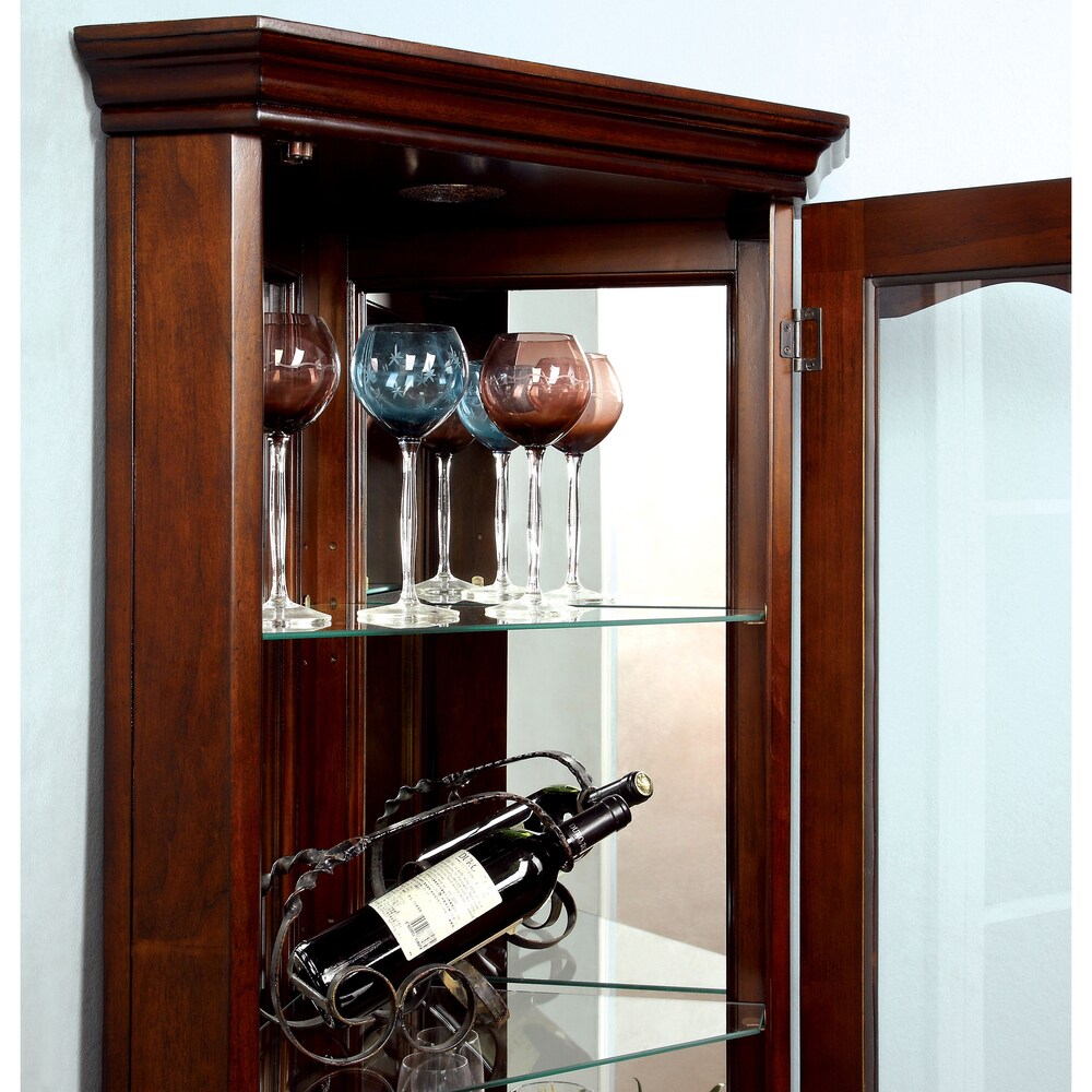 Jora Traditional Walnut Solid Wood 5-Shelf Curio Cabinet by Furniture of America