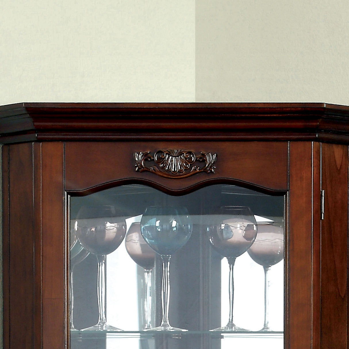 Jora Traditional Walnut Solid Wood 5-Shelf Curio Cabinet by Furniture of America