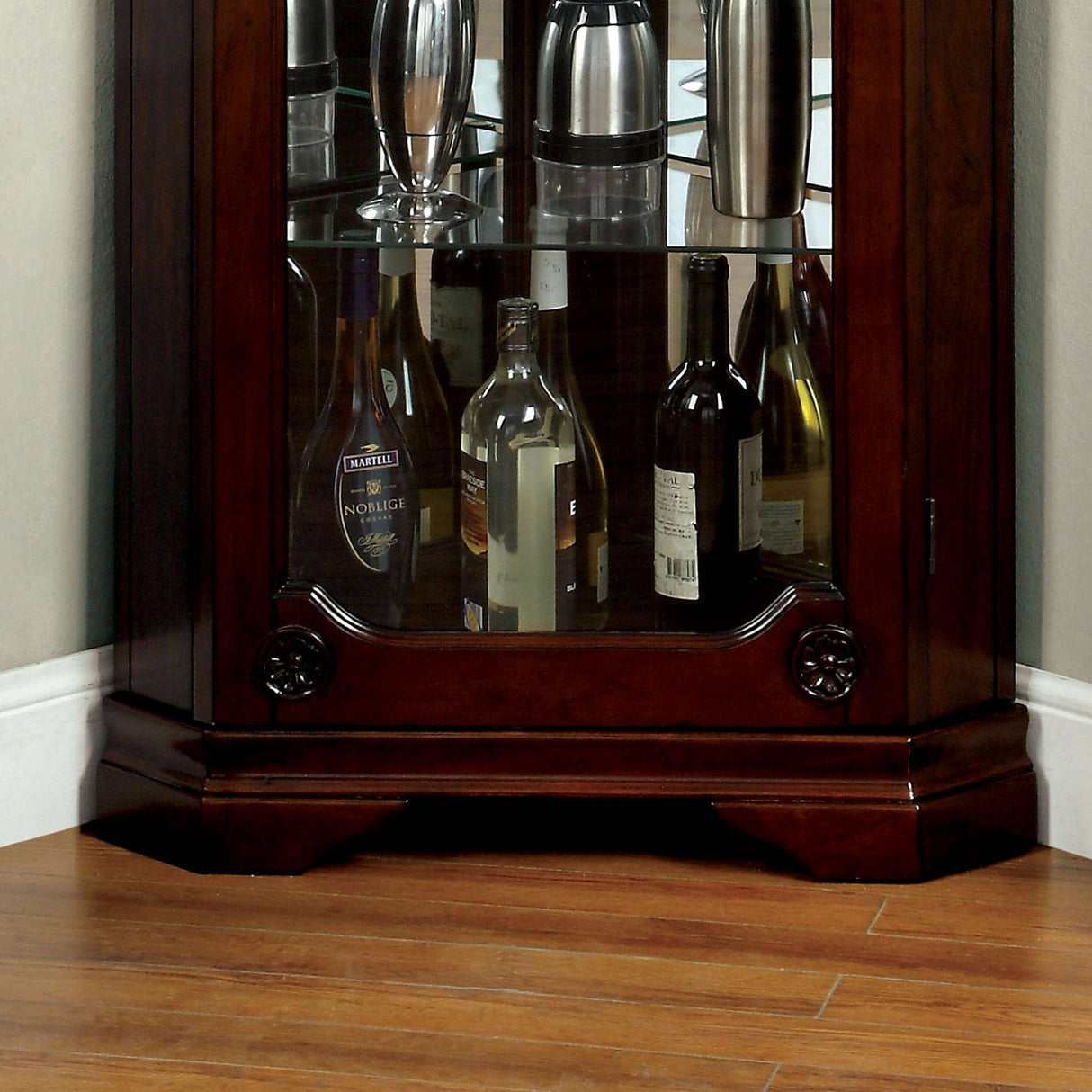Jora Traditional Walnut Solid Wood 5-Shelf Curio Cabinet by Furniture of America