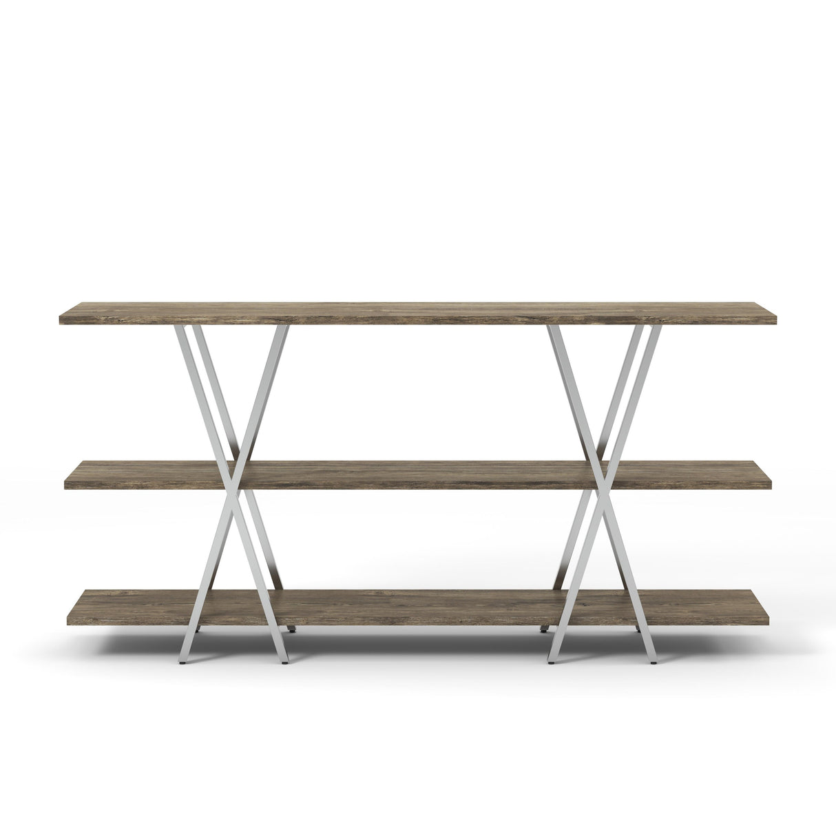 Kent Contemporary Oak Steel 2-Shelf Console Table by Furniture of America