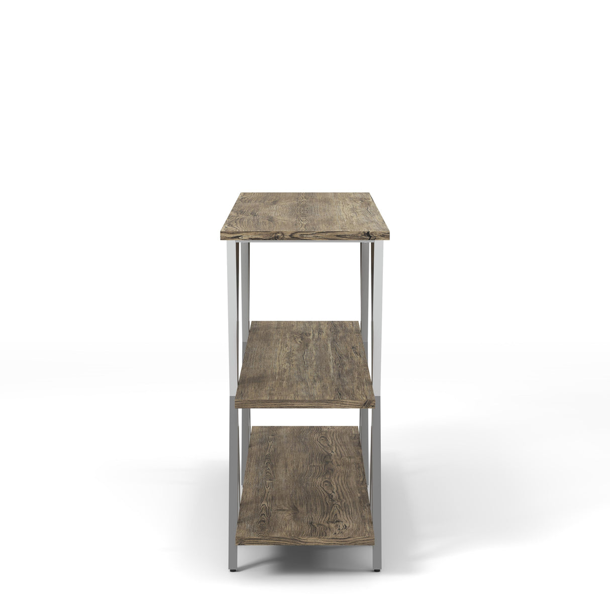 Kent Contemporary Oak Steel 2-Shelf Console Table by Furniture of America
