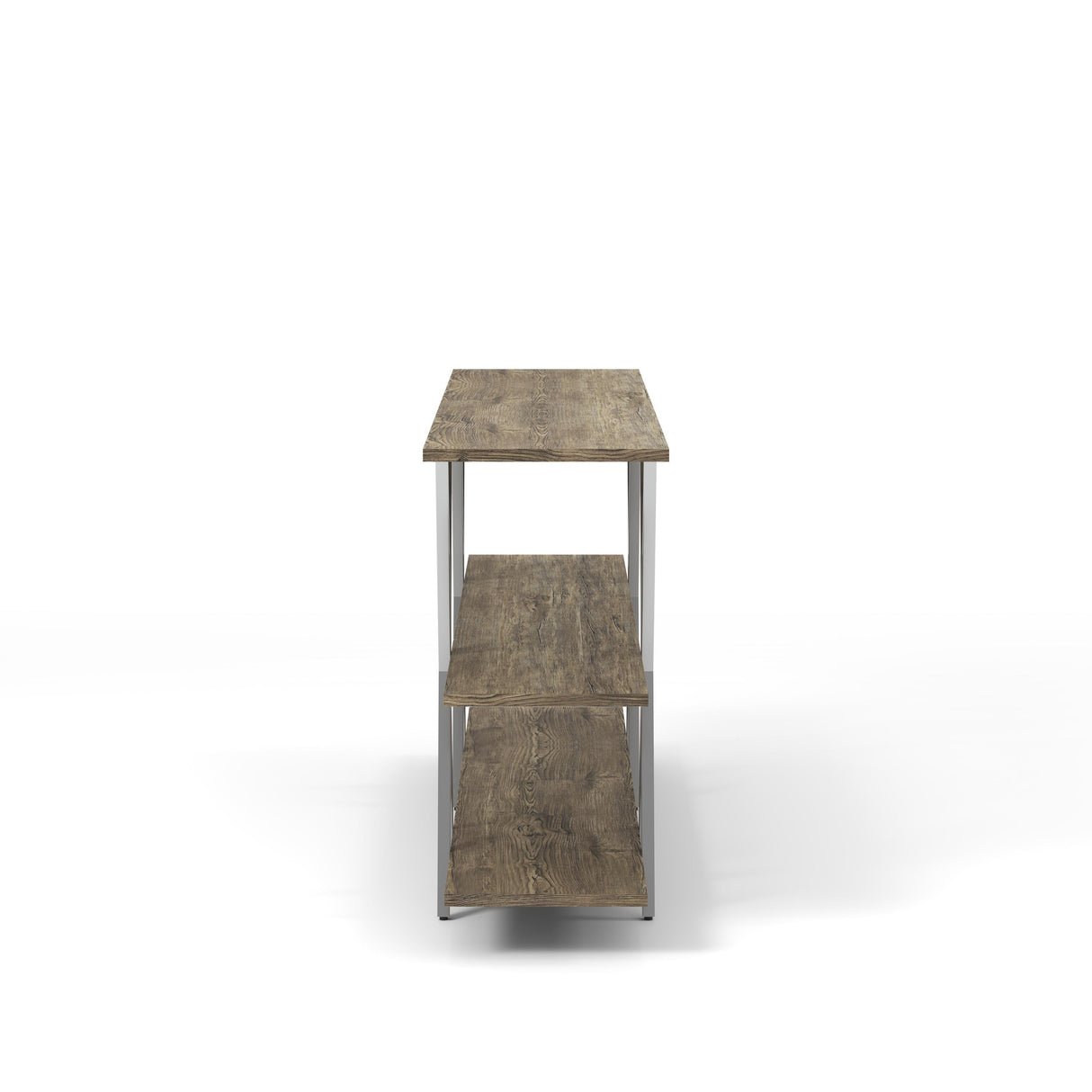 Kent Contemporary Oak Steel 2-Shelf Console Table by Furniture of America